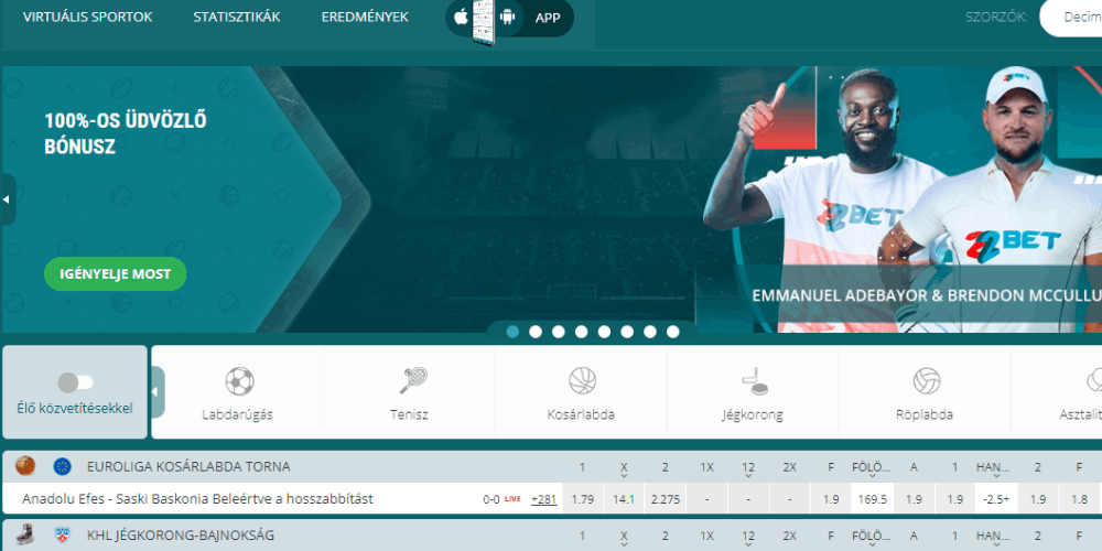 intuitív élmény a 22bet-nél