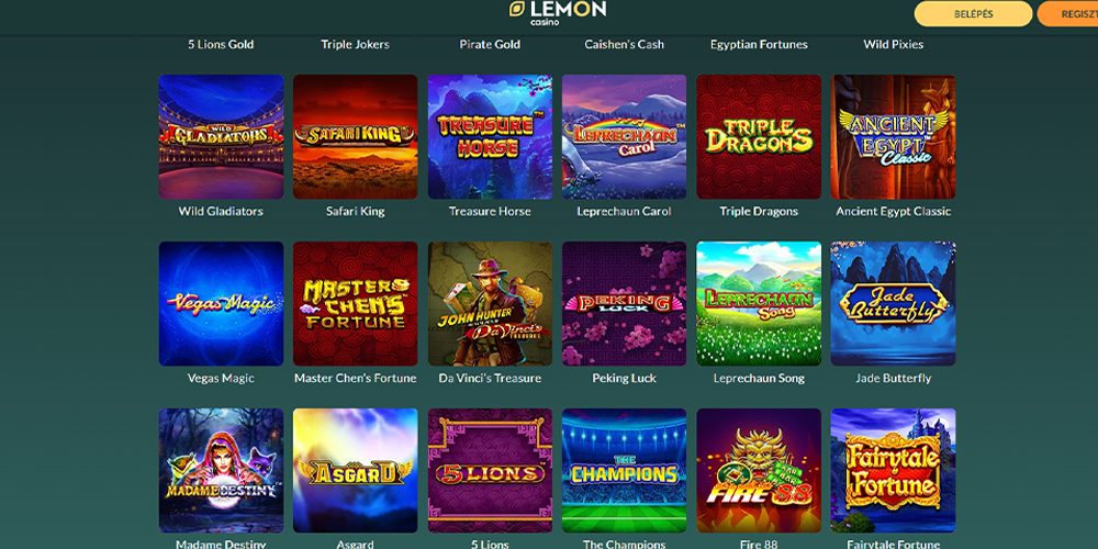 A Lemon Casino nyerőgépes játékai