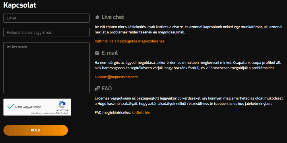 Hugo kaszinó customer support