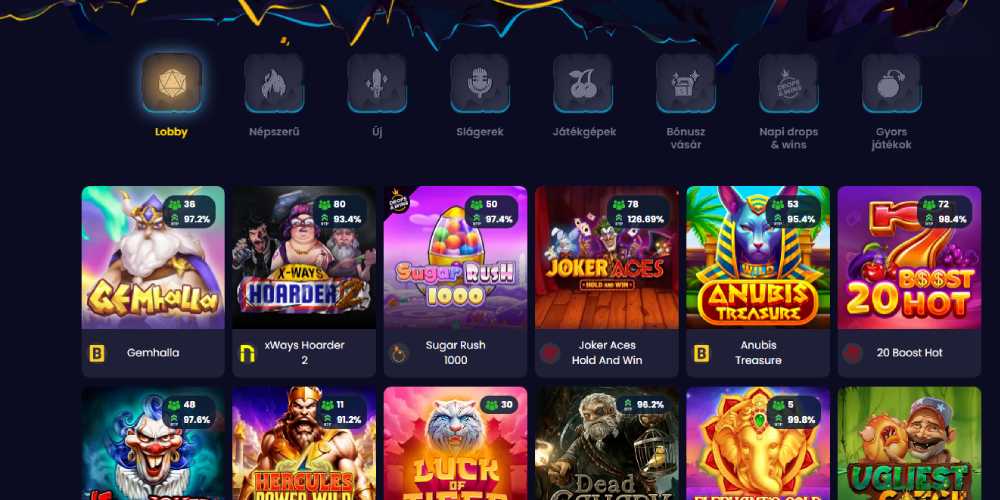 Slotsgem Kaszinó játéklista