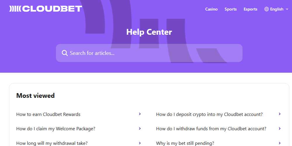 Cloudbet Kaszinó support online