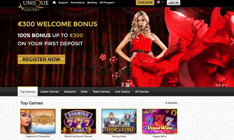 Unique Casino FR : 200 EUR de bonus de bienvenue + 20 tours gratuits