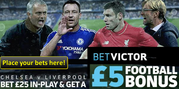 Place an In-Play Bet for Chelsea vs Liverpool to Get GBP 5 Free Football Bet at BetVictor!