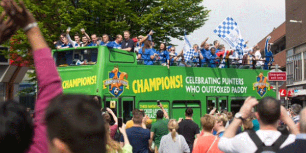 Paddy Power open-top bus celebrates Leicester City bettors