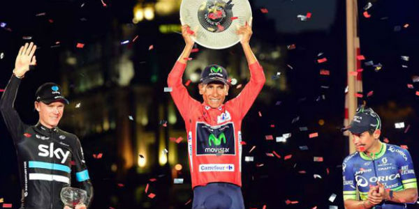 The Movistar rider Nairo Quintana wins La Vuelta 2016!