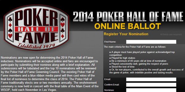 Nominations Open for the Poker Hall of Fame