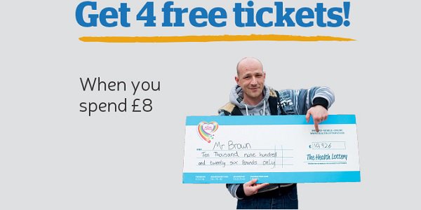 Spend GBP 8 at The Health Lottery and Win Free Lottery Tickets!