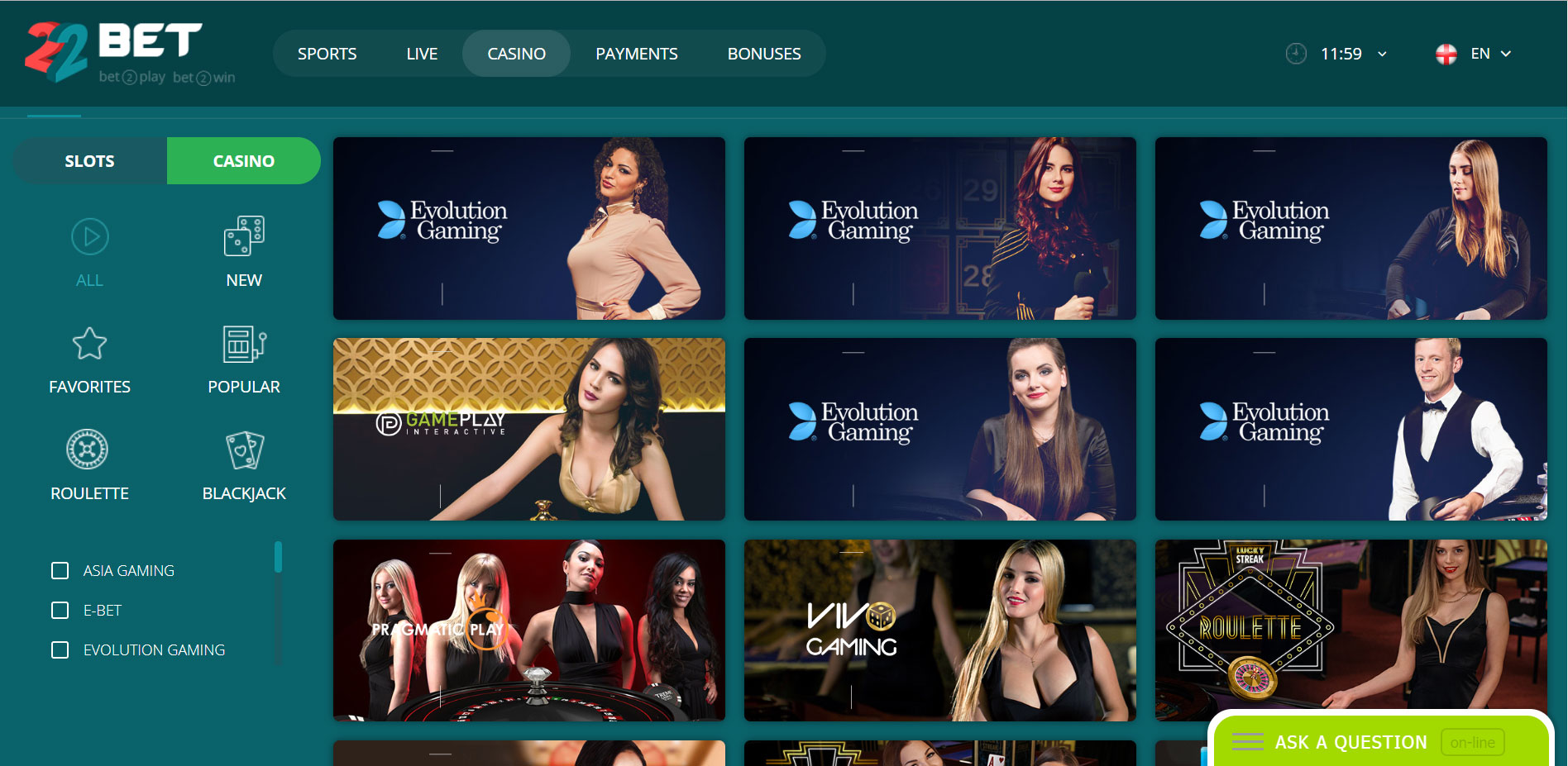 Review about 22Bet Casino