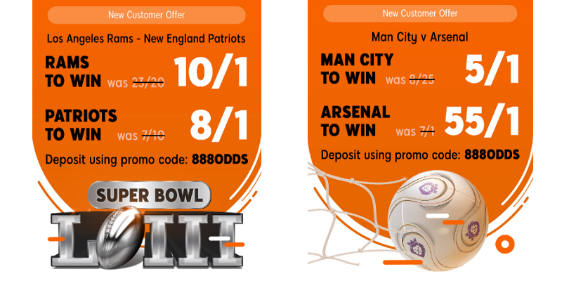 Enjoy Premier League and Super Bowl Enhanced Odds Offer This Week at 888sport