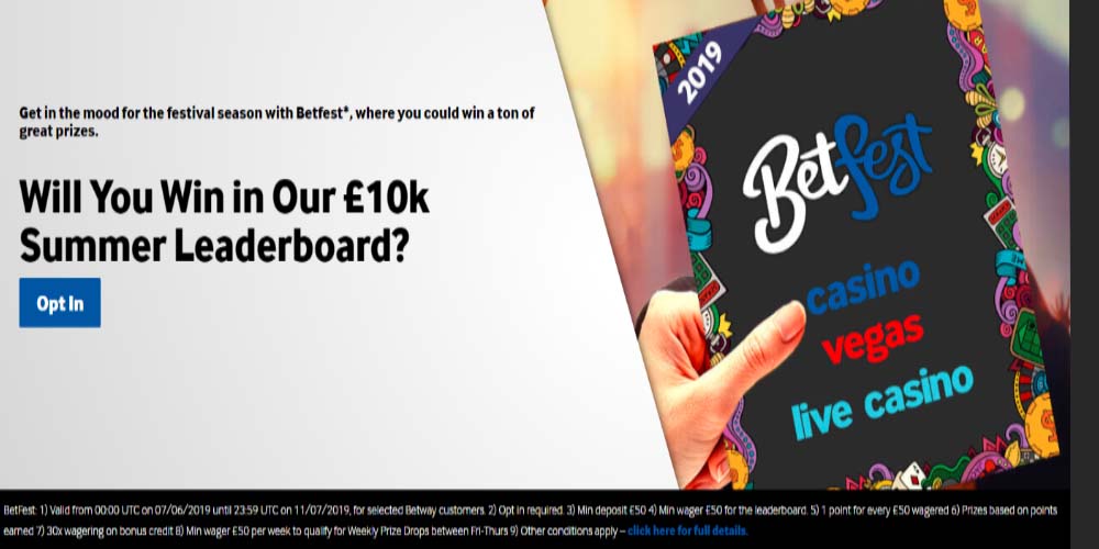 Get on the Summer Leaderboard to Win Cash Online at Betway Casino