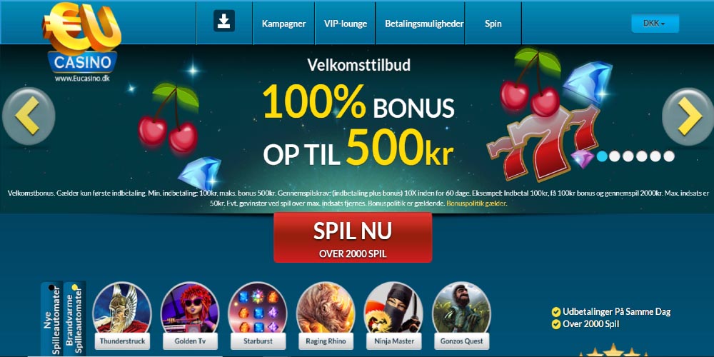 EU Casino Danish Welcome Bonus