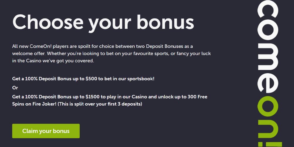 ComeOn! Casino Canadian Welcome Bonus