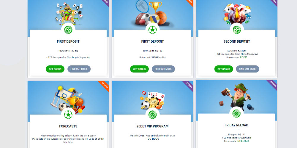 20Bet Casino promotions, online casino offers