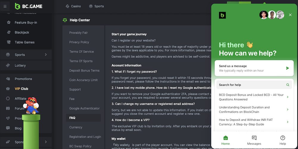 BC.Game Casino Support