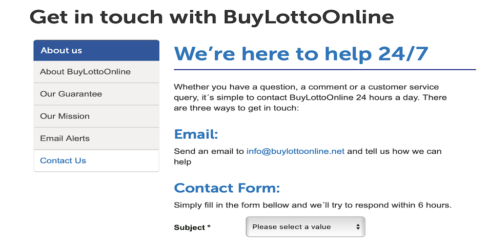 Customer Support at BuyLottoOnline