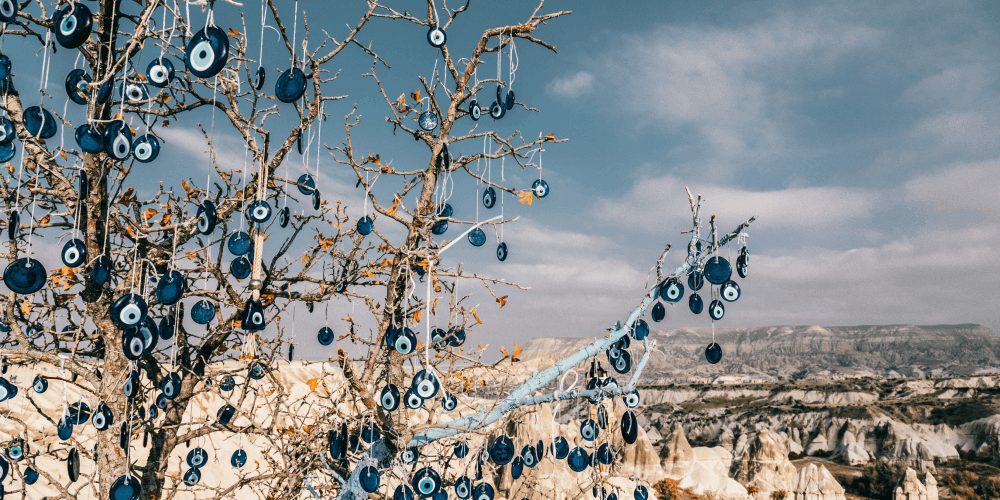 Nazar Amulettes hanging from the tree