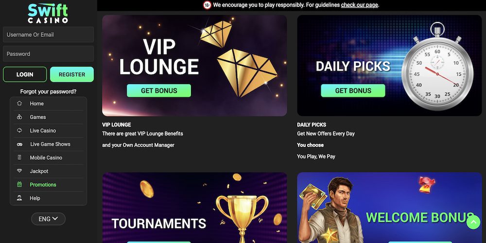 Swift Casino Bonuses and Promotions