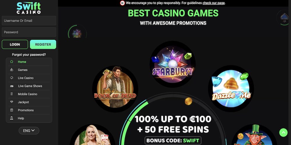 Swift Casino main page