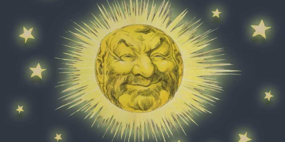 A drawn esoteric smiling sun or moon - FREE 2026 Horoscope reading for gamblers online new year next year