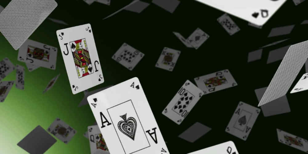 abstract cards falling in formats showing optimal strategy in Three Card Poker concepts