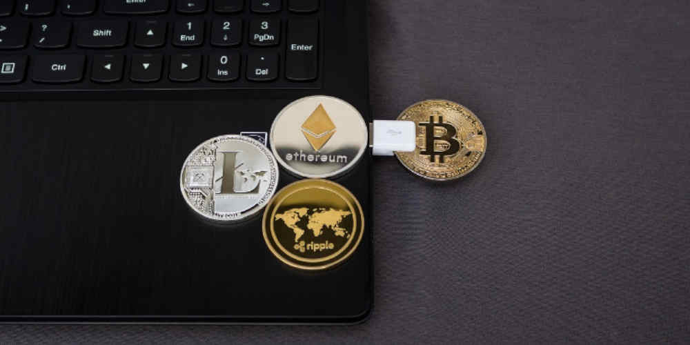 cryptocurrencies on laptop