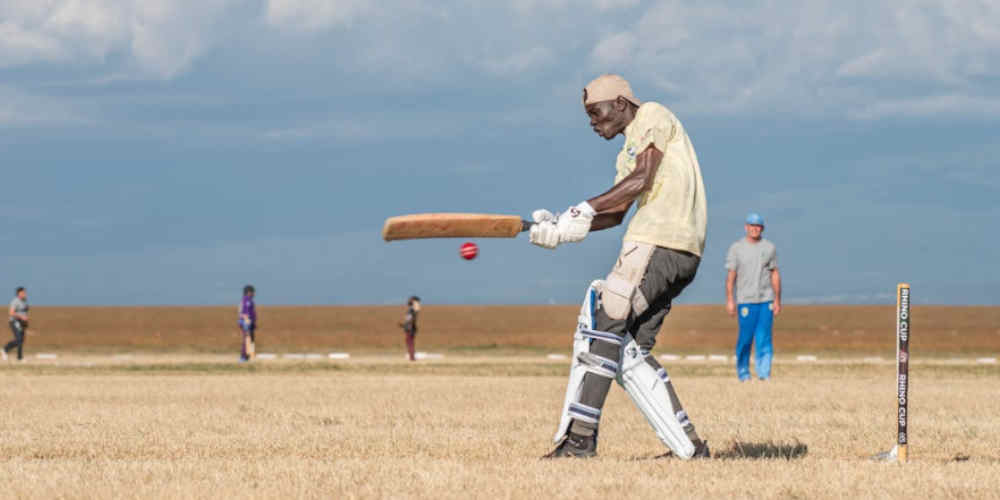 cricket player in action