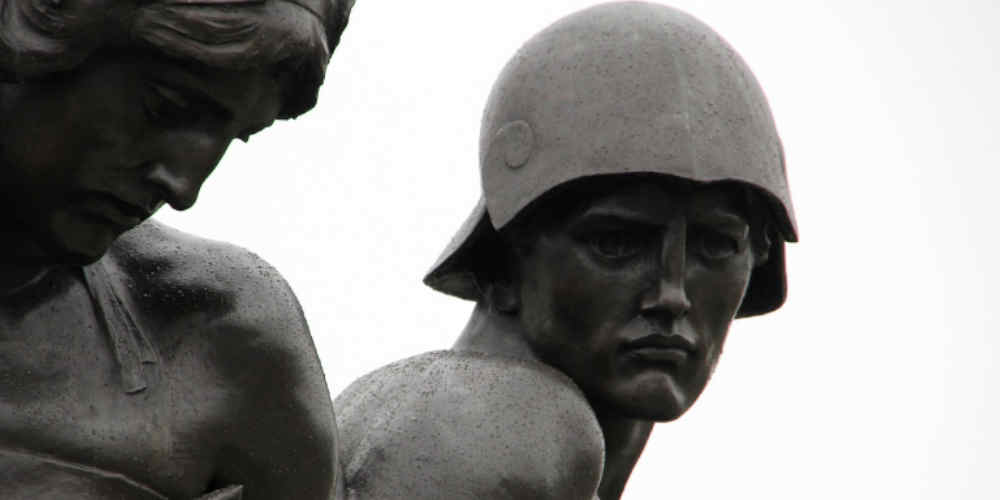 statues looking sadly at polymarket odds on war