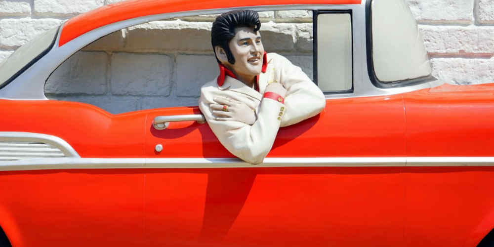 Elvis in Cadillac statue