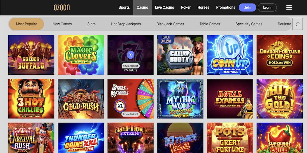 review about Ozoon Casino Game Selection