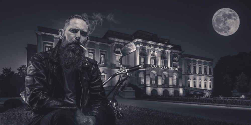 biggest casino whales represented by a smoking man in front of a casino