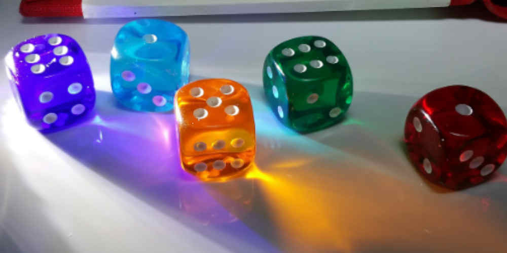 top dice games represented woth colorful die