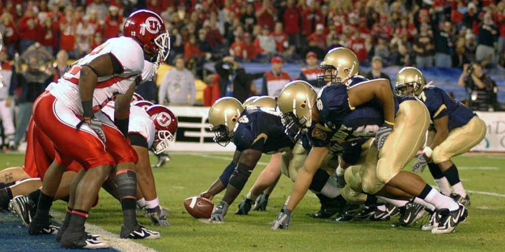 american sports represented with football walls facing