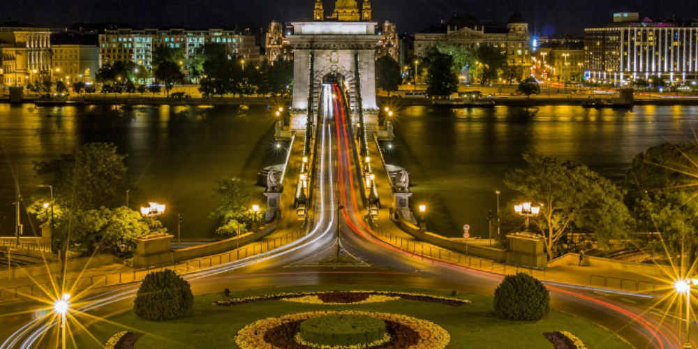 bridge by night in Hungary's capital