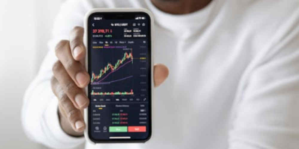 stock market betting represented with stock report on phone screen