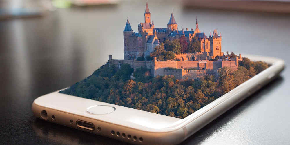 3D castle reaching from phone screen represents Global Sports Betting Options