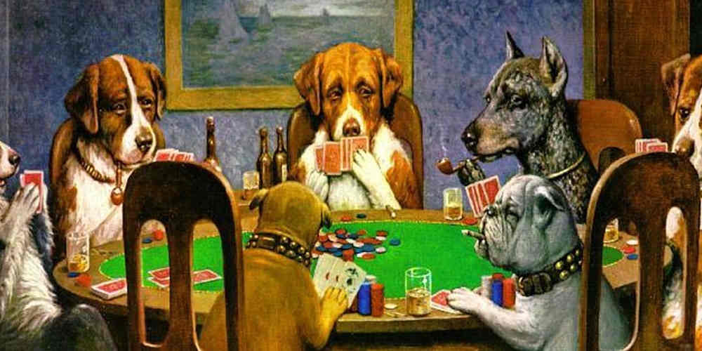dogs playing poker