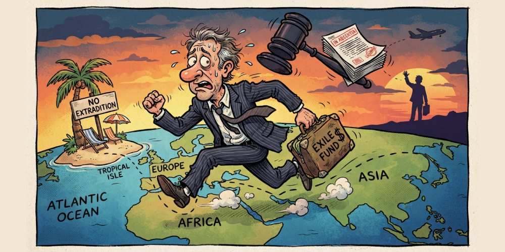 man runs into exile