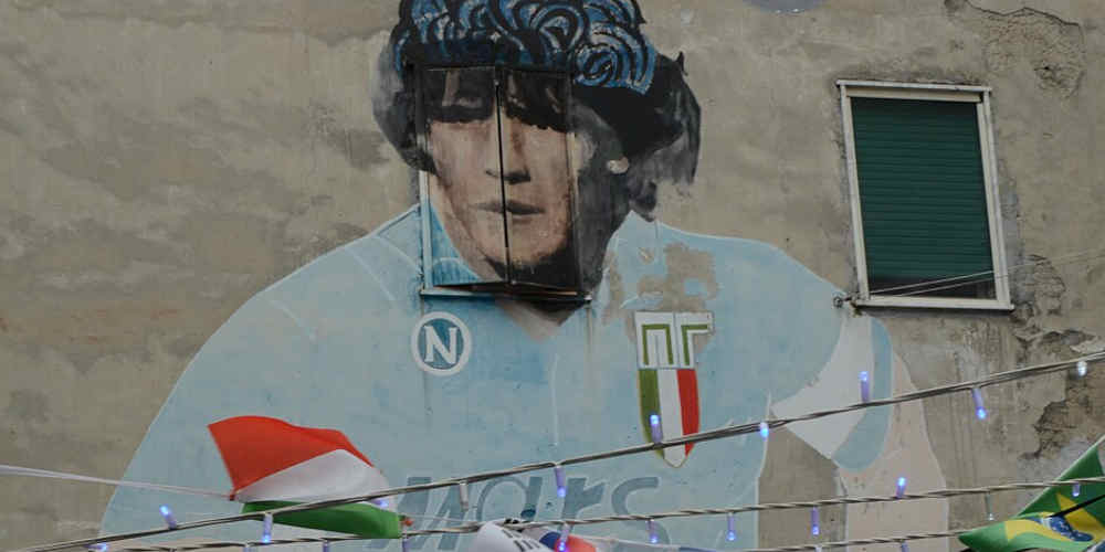 Maradona street art on Naples streets