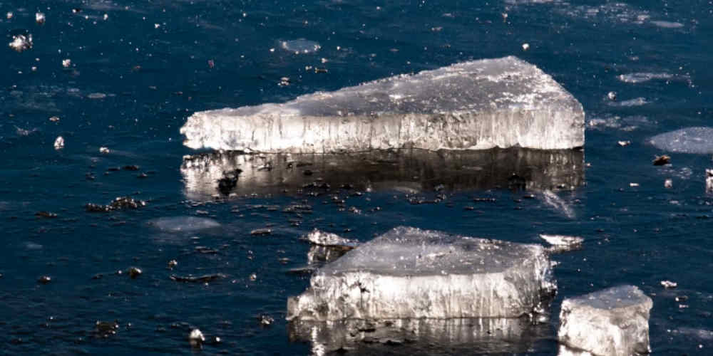 melting ice on sea