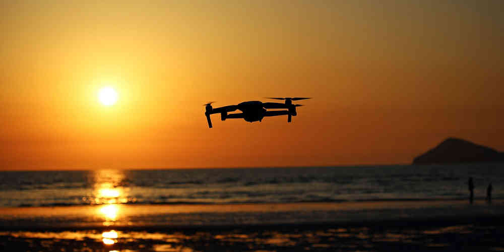 drone in the sunset