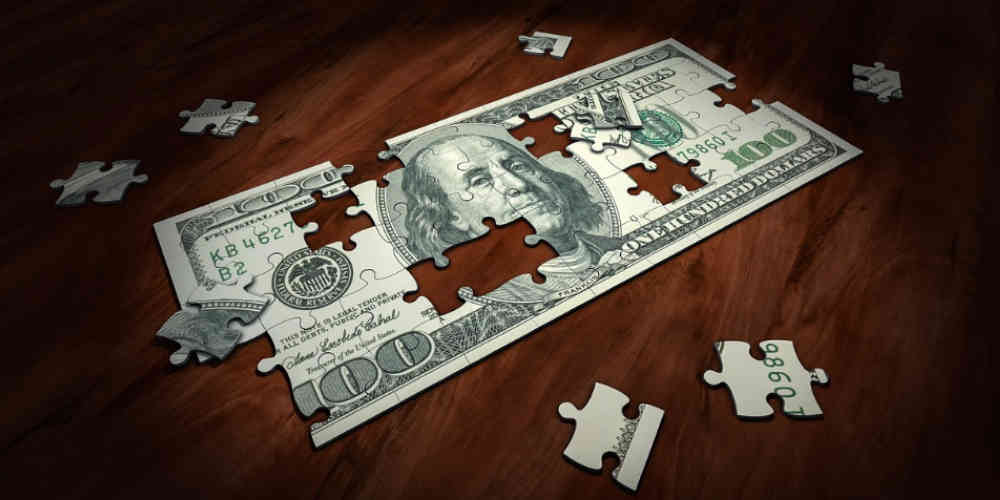 money management in sports betting represented with a dollar puzzle