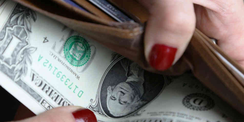 one dollar in a wallette