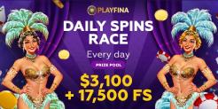 Daily Spins Race at Playfina: Win Up to 3,100 € + 17,500 FS