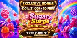Trigger the Sugar Rush with the SUGAR SURGE: MULTIWAYS Slot Bonus at Everygame Casino Classic