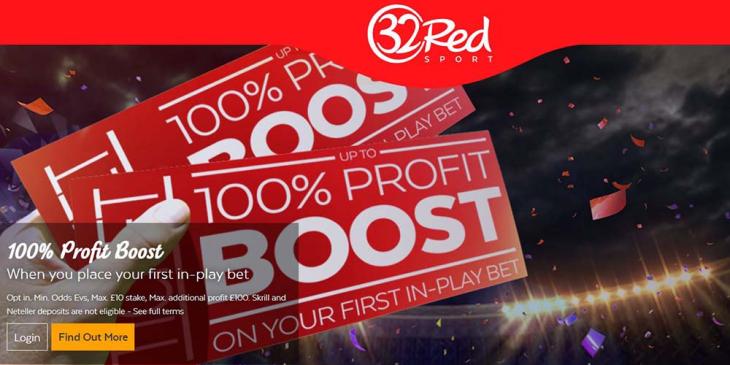 Earn a 100% Profit Boost on Sports Betting With 32Red Sports!