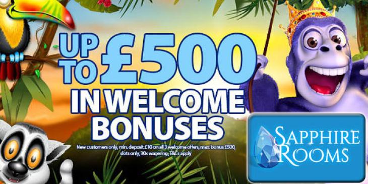 Play with a £500 UK Casino Welcome Package at Sapphire Rooms!