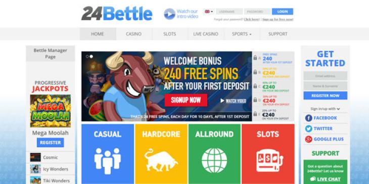 Join 24Bettle Casino Today and Receive 240 Free Spins!
