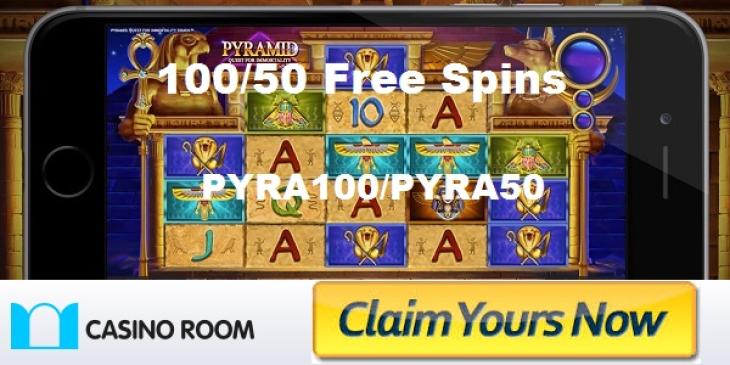 100 Free Spins Bonus Coupon for New Pyramid: Quest for Immortality Slot at Casino Room!