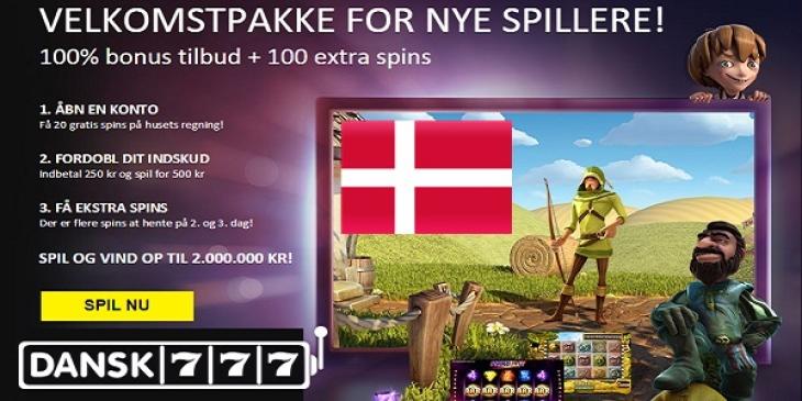 Join Dansk777 Casino and Get up to DKK 250 plus 100 Free Spins Dansk Casino Bonus!