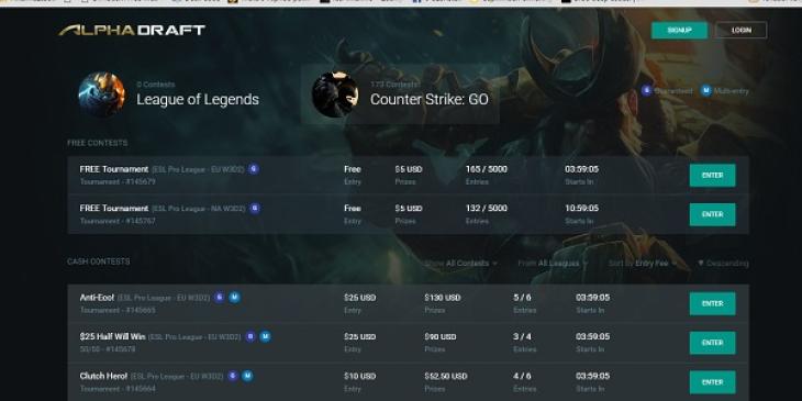 Join AlphaDraft and Play Daily Fantasy eSports